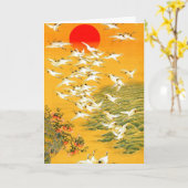 ヴィンテージク日本のランズアットサンセットポストカード カード (黄色い花)