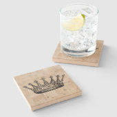 ヴィンテージク王室のラウンアートと古いスタンプの背景 ストーンコースター (横)