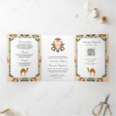 ヴィンテージク王室のレラクメルインディアンヒンドゥー結婚ズ 三つ折り招待状 (内部)