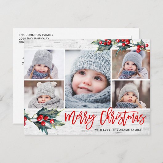 ヴィンテージク素朴リスマス5フォトホリデーポストカード シーズンポストカード (正面/裏面)