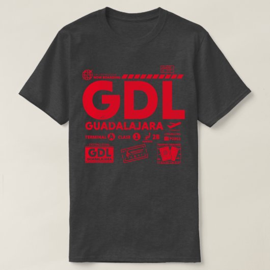 ヴィンテージグアダラハラGDL空港コードトラベルデイレ Tシャツ (デザイン正面)