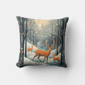 ヴィンテージグアッシュのスタイルの冬の鹿のクリスマス クッション (正面)
