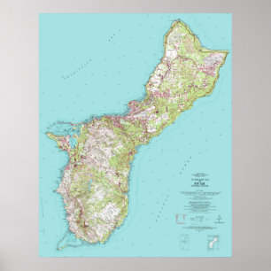 ヴィンテージグアムの地形図 ポスター