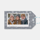 ヴィンテージグエレガントレースノーフレークスフォトホリデー ギフトタグ (正面(横))