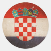 ヴィンテージグクールランジークロアチア国旗のデザイン ラウンドシール (正面)
