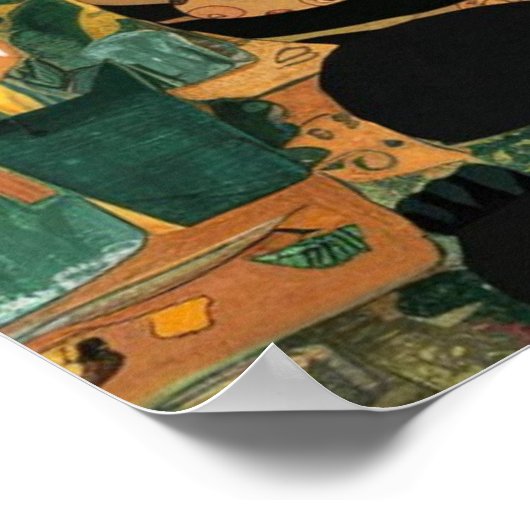 ヴィンテージグスタフクリムト黒猫インザフラワーガーデン ポスター (角)