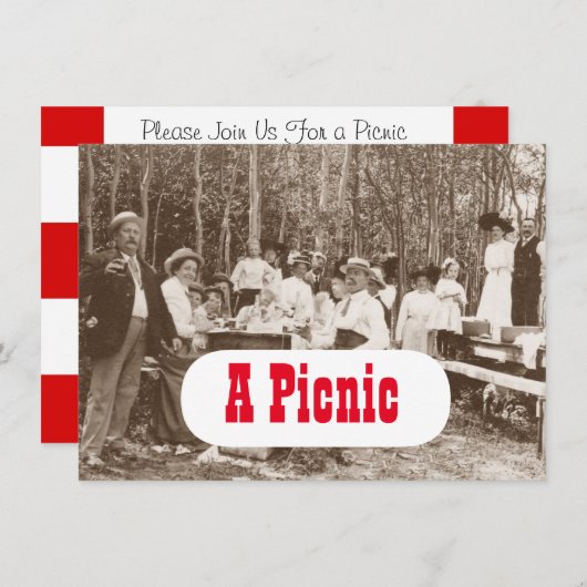 ヴィンテージグッドファッションドオールドピクニックパーティの招待状 招待状 (正面/裏面)