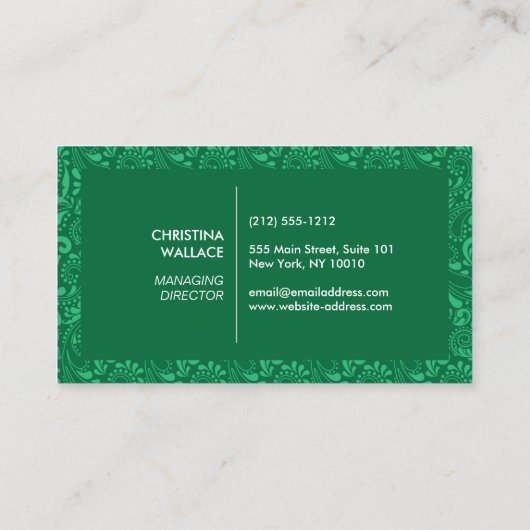 ヴィンテージグパターン（の模様が）あるリーン 名刺 (裏面)