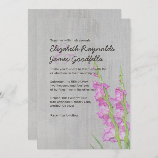 ヴィンテージグラジオラス結婚式招待状 招待状 (正面/裏面)