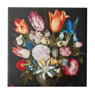 ヴィンテージグラスの花Ambrosius Bosschaer タイル
