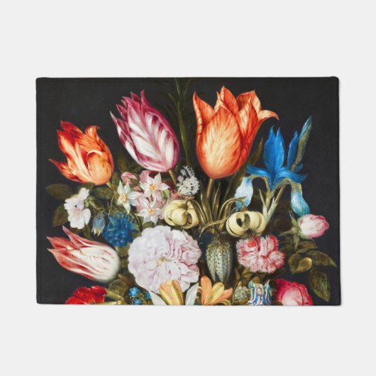 ヴィンテージグラスの花Ambrosius Bosschaer ドアマット (正面)