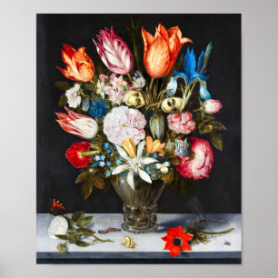 ヴィンテージグラスの花Ambrosius Bosschaer ポスター