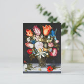 ヴィンテージグラスの花Ambrosius Bosschaer ポストカード (スタンド正面)