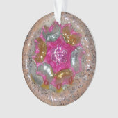 ヴィンテージグラスクリスマスボールピンクアンティークジュエル オーナメント (正面)