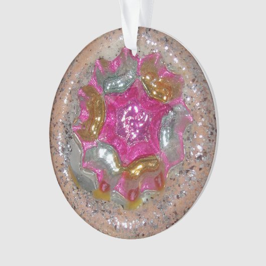 ヴィンテージグラスクリスマスボールピンクアンティークジュエル オーナメント (正面)