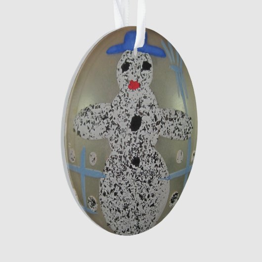 ヴィンテージグラスクリスマスボール雪だるまハンド絵を描 オーナメント (正面)