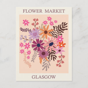 ヴィンテージグラスゴーScotland Flower Market Travel ポストカード