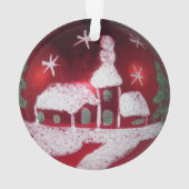 ヴィンテージグラスボールレッドクリスマススノーイハウス オーナメント (裏面)