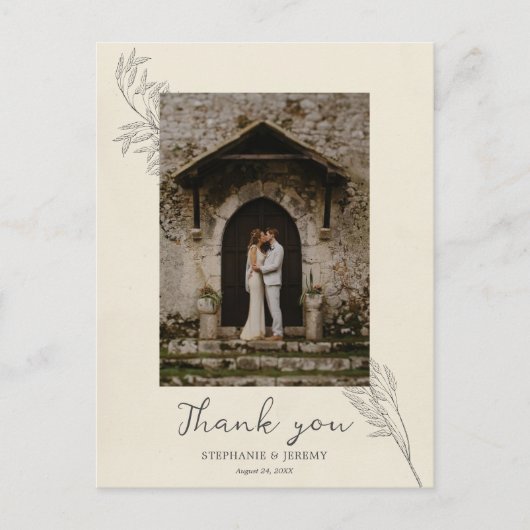 ヴィンテージグラスラインアート写真ありがとうポストカード ポストカード (正面)