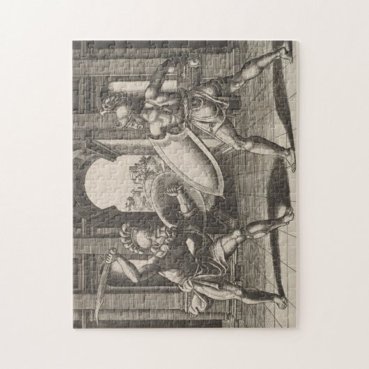 ヴィンテージグラディエーターソードファイトイラストレーション(1560) ジグソーパズル (縦)