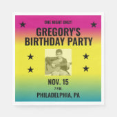 ヴィンテージグラデーションコンサートポスターと写真カスタム付き スタンダードランチョンナプキン (正面)