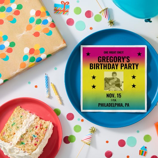 ヴィンテージグラデーションコンサートポスターと写真カスタム付き スタンダードランチョンナプキン