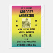 ヴィンテージグラデーションコンサートポスターと写真カスタム付き フリースブランケット (正面)