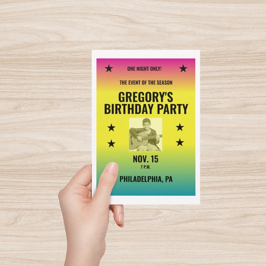 ヴィンテージグラデーションコンサートポスターと写真カスタム付き ポストカード