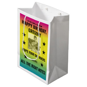 ヴィンテージグラデーションコンサートポスターと写真カスタム付き ミディアムペーパーバッグ