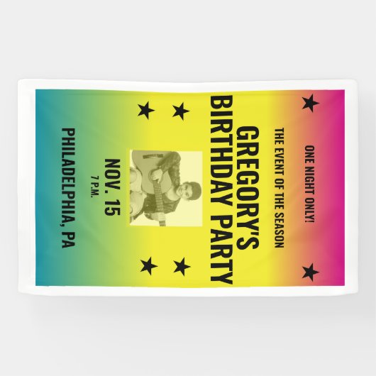 ヴィンテージグラデーションコンサートポスターと写真カスタム付き 横断幕 (横)