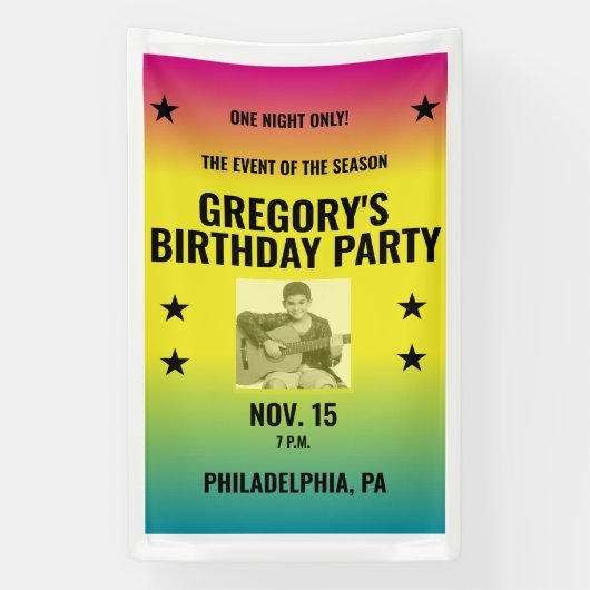 ヴィンテージグラデーションコンサートポスターと写真カスタム付き 横断幕 (縦)