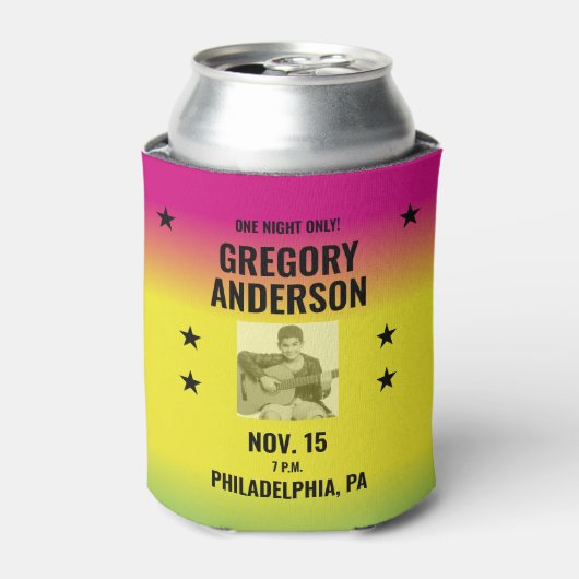 ヴィンテージグラデーションコンサートポスターと写真カスタム付き 缶クーラー (缶正面)