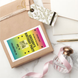 ヴィンテージグラデーションコンサートポスターと写真カスタム付き 長方形シール