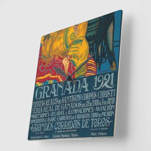 ヴィンテージグラナダフェスティバル1921平方ウォールクロック スクエア壁時計 (傾斜)