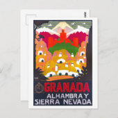 ヴィンテージグラナダ旅行ポスター ポストカード (正面/裏面)