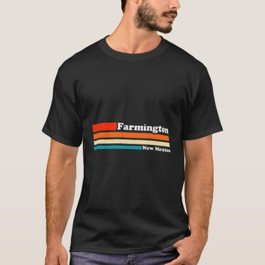 ヴィンテージグラフィックスタイルレトロ1980S Farmington New M Tシャツ (正面)