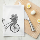 ヴィンテージグラフィックタンデム自転車 キッチンタオル (四つ折り)