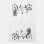 ヴィンテージグラフィックタンデム自転車 キッチンタオル (縦)