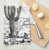 ヴィンテージグラフィックデザートカボスサグアーロ キッチンタオル (四つ折り)