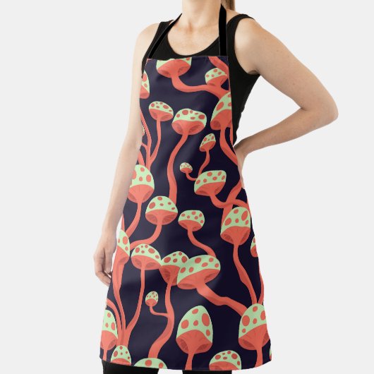 ヴィンテージグラフィックマッシュルームのシームレスなパターン エプロン (インサイチュ)