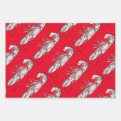 ヴィンテージグラフィックロブスター(赤) ラッピングペーパーシート (正面2)