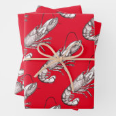 ヴィンテージグラフィックロブスター(赤) ラッピングペーパーシート (インサイチュ)