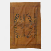 ヴィンテージグラフィック細断された小麦の打刻されたクレート キッチンタオル (縦)