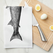 ヴィンテージグラフィック魚鮭 キッチンタオル (四つ折り)