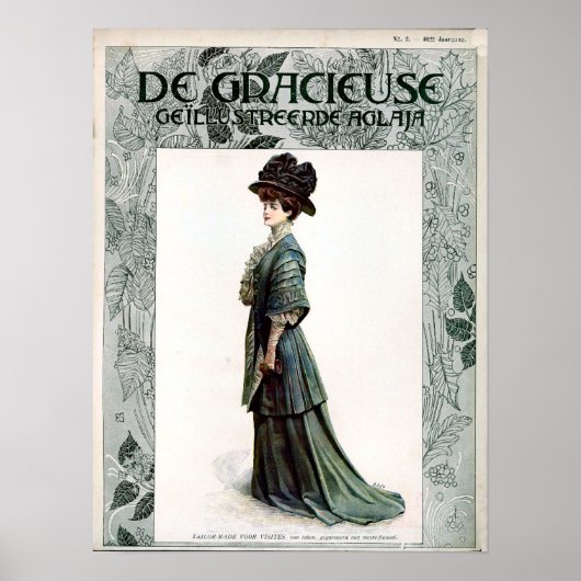 ヴィンテージグラマリーレディファッションイラストレーションポスター ポスター (正面)