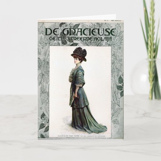 ヴィンテージグラマリーレディファッションイラストレーション カード (正面)
