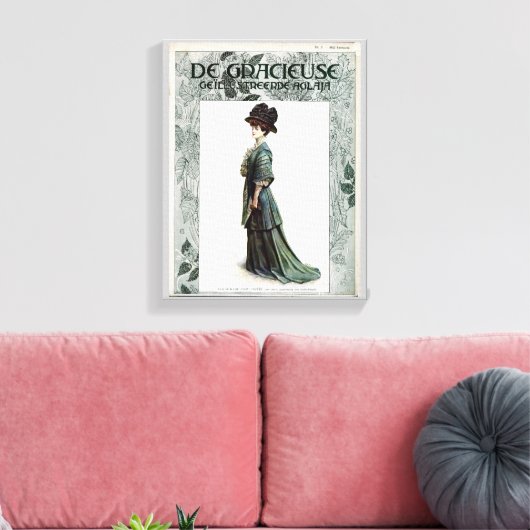 ヴィンテージグラマリーレディファッションイラストレーション キャンバスプリント (インサイチュ (リビング))