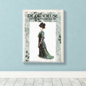 ヴィンテージグラマリーレディファッションイラストレーション キャンバスプリント (インサイチュ (ウッドフロア))
