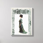 ヴィンテージグラマリーレディファッションイラストレーション キャンバスプリント (正面)