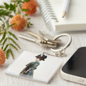 ヴィンテージグラマリーレディファッションイラストレーション キーホルダー (正面右)